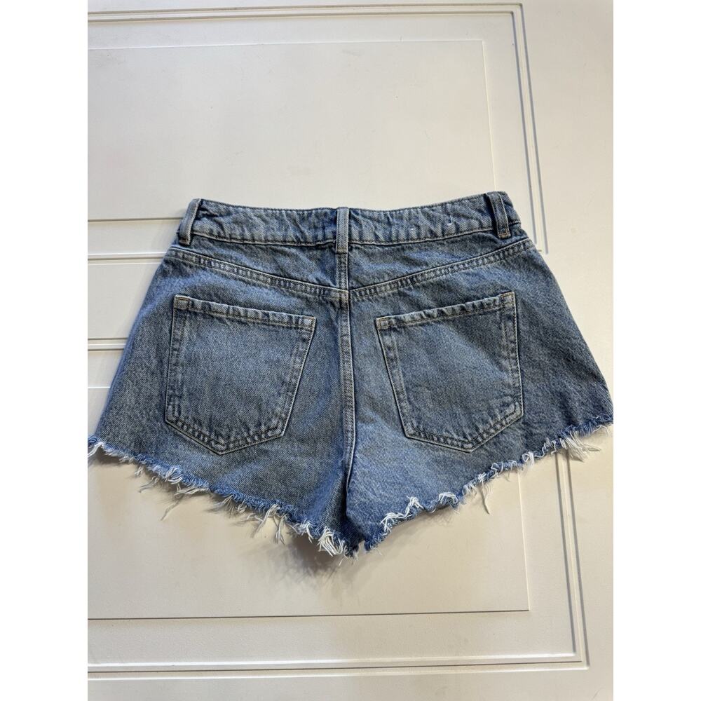 Garage Denim Womens Sz 3 Jean Shorts Blue Festival Cutoff Distressed High Rise - Picture 3 of 5